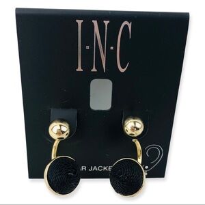 Inc Gold Tone And Black Ear Jacket Earrings - New